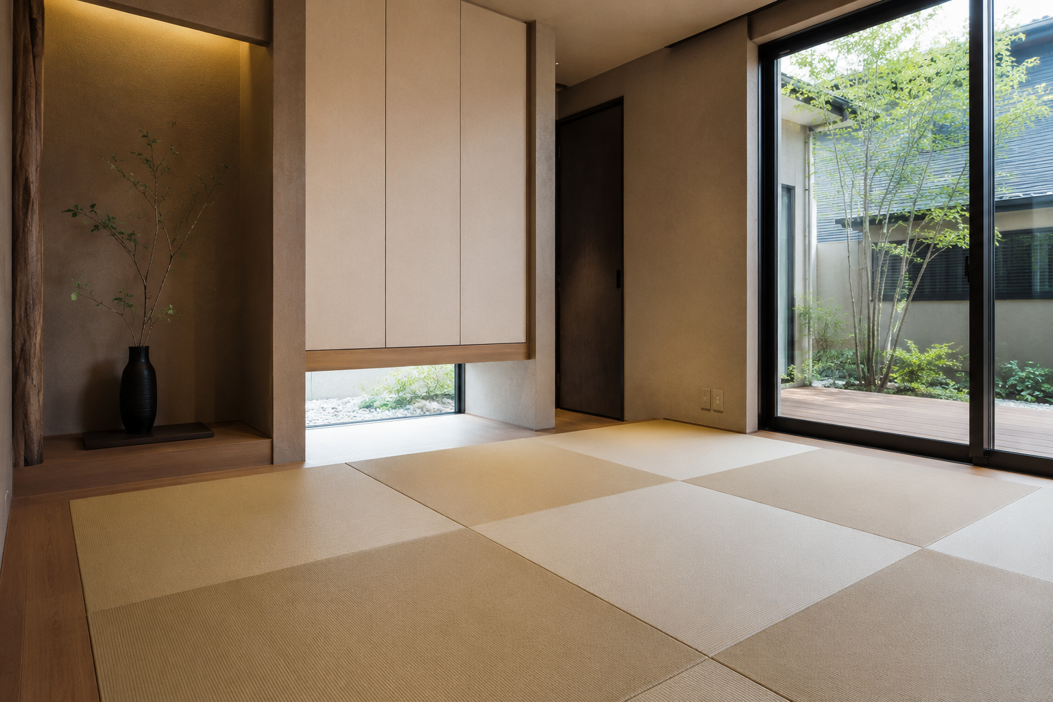 分譲マンション 和室の和紙畳+フロアタイル工事